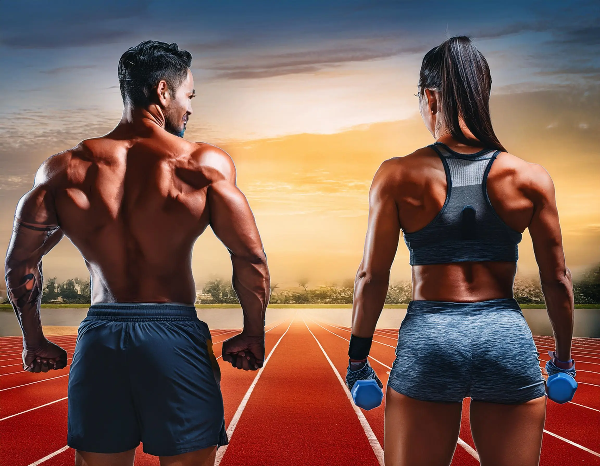 Firefly Two Athletes Male And Female In A Comparative Illustration Highlighting Factors Like Musc