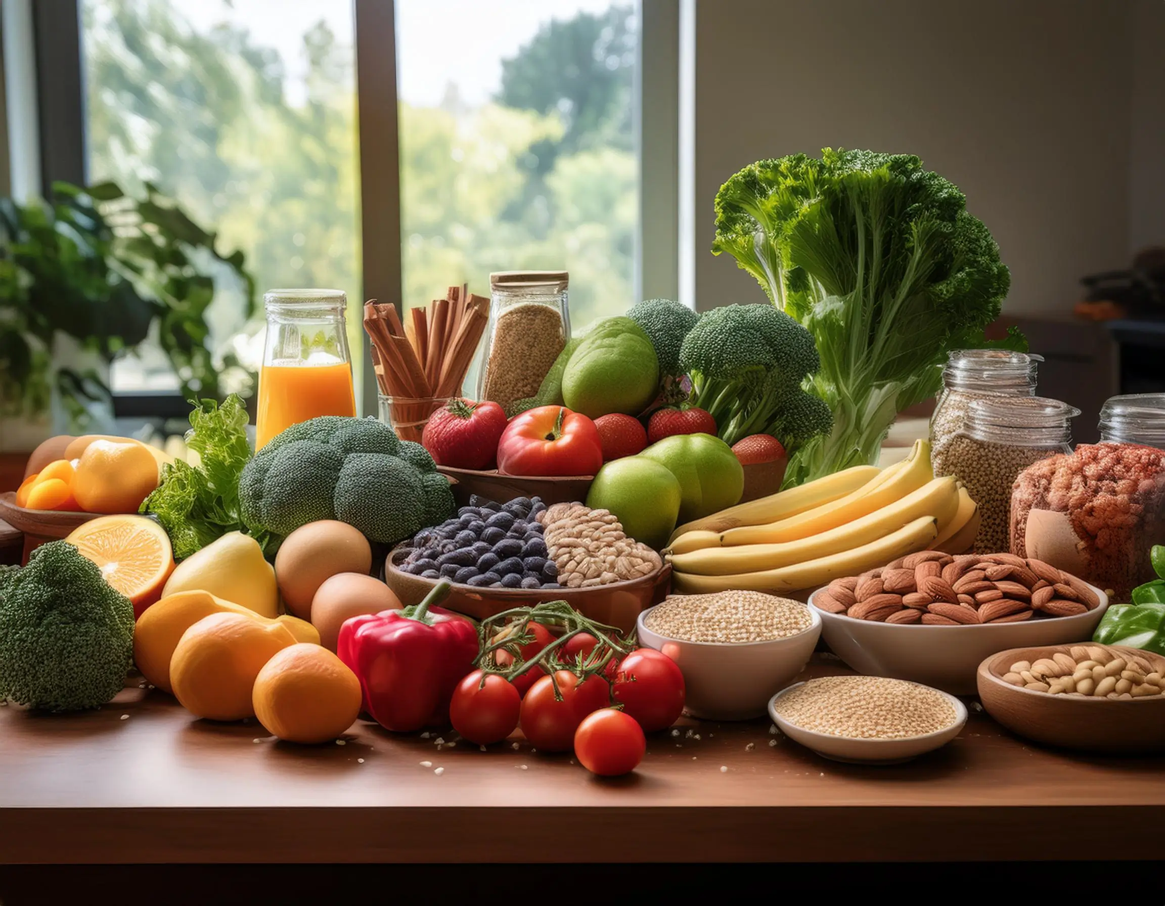 Firefly A Table Filled With Fresh Fruits Vegetables Lean Proteins And Whole Grains To Symbolize A